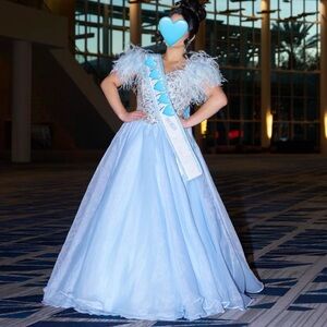 Ashley Lauren Light Blue Feathered Gown